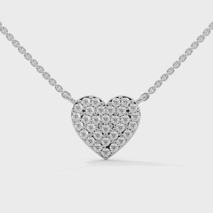 0.30 CT. Heart Pavé Diamond Pendant | Lab Grown | 14K Gold & Platinum