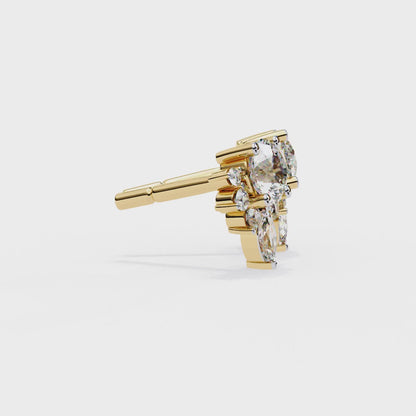 0.68 CTW Round & Marquise Lab-Grown Diamond Floral Accent Stud Earrings in 14K Gold