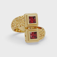 1.9 CTW Princess-Cut Filigree Bypass Colorstone Ring