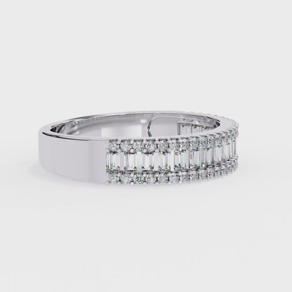 0.60 Carat Lab Grown Diamonds Triple Row Half Eternity Band 14K Gold
