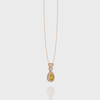 5.1 CTW Pear Halo Geometric Drop Colorstone Pendant Necklace