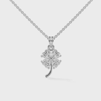 0.70 CT Diamond Four-Leaf Clover Pendant | Lab Grown | 14K Gold & Platinum