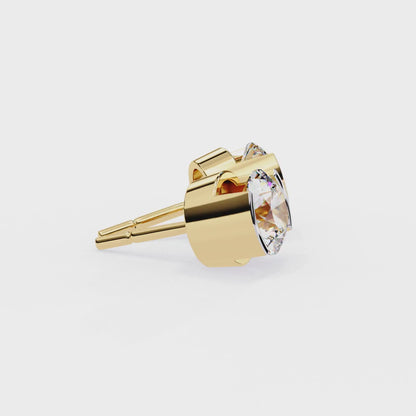 2.57 CTW Round Lab-Grown Diamond Semi-Bezel Stud Earrings in 14K Gold