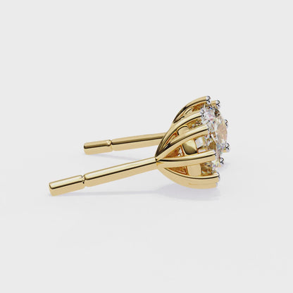 2.57 CTW Round Lab-Grown Diamond Eight-Prong Basket Stud Earrings in 14K Gold
