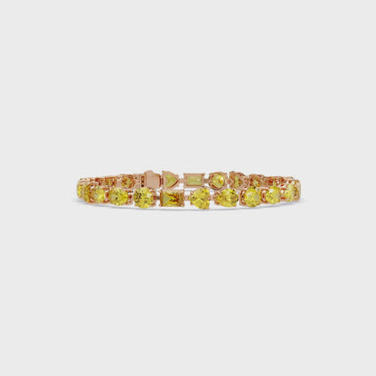 25.7 CTW Five-Shape Colorstone Tennis Bracelet | 14K Gold & Platinum – Lunéa Paris
