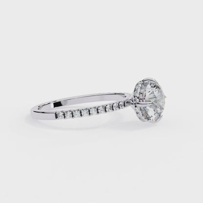 2.67 CTW Round Lab-Grown Diamond Hidden Halo Pavé Engagement Ring in 14K Gold