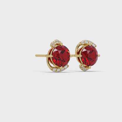 1.7 CTW Round Halo Colorstone Stud Earrings