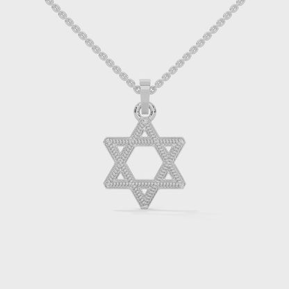 Elegant Star of David Pendant | Lab Grown | 14K Gold & Platinum