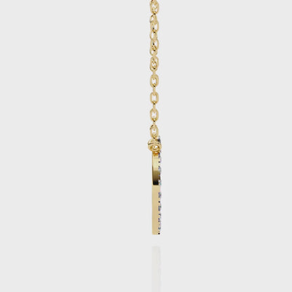 0.30 CTW Oval Open Halo Lab-Grown Diamond Necklace in 14K Gold & Platinum