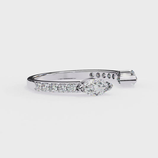 Lab Grown Diamond Marquise Cut Open Bypass Ring In 14K Gold 0.47 CTW