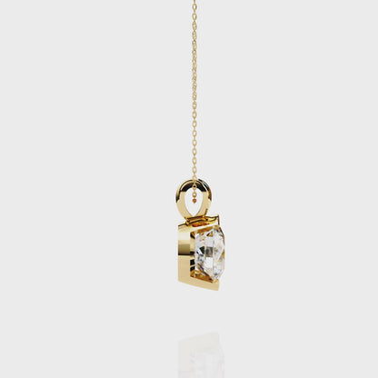 2.20 CT Round Lab-Grown Diamond Partial-Bezel Solitaire Pendant Necklace in 14K Gold & Platinum
