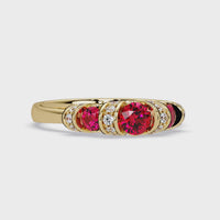 0.5 CTW Round Three-Stone Pavé Colorstone Ring