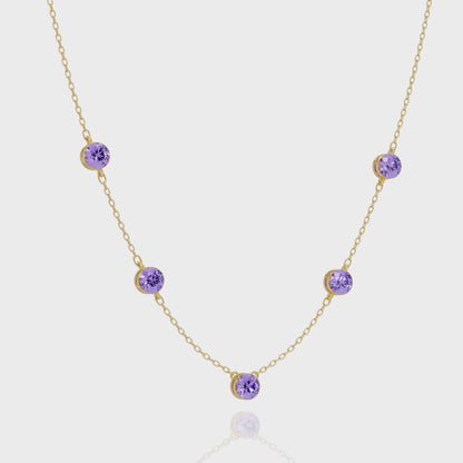 3.7 CTW Round Colorstone Station Necklace | 14K Gold & Platinum – Lunéa Paris