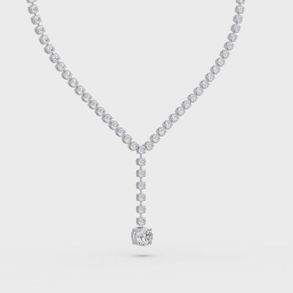 Diamond Drop Necklace 23.66 Carat Round Lab Grown Diamonds 14K Gold