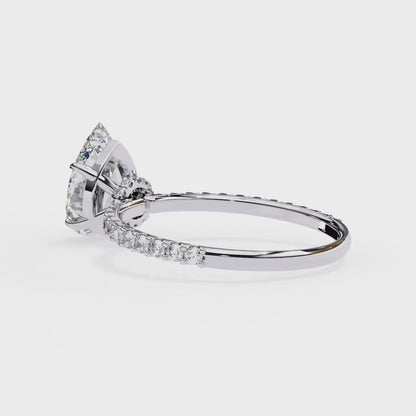 2.06 CTW Pear-Cut Lab-Grown Diamond Pavé Engagement Ring in 14K Gold
