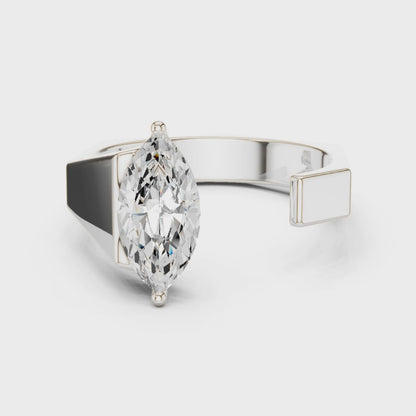 1.00 CT Marquise-Cut Lab-Grown Diamond Open Men’s Ring in 14K Gold