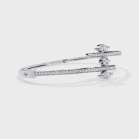 1.6 CTW Round & Marquise Diamond Open Bypass Bangle | 14K Gold & Platinum – Lunéa Paris