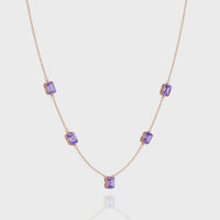 3.8 CTW Emerald-Cut Colorstone Station Necklace