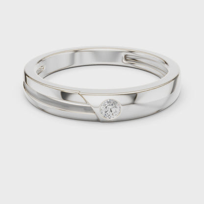 0.07 CT Round Lab-Grown Diamond Split-Groove Men’s Band in 14K Gold