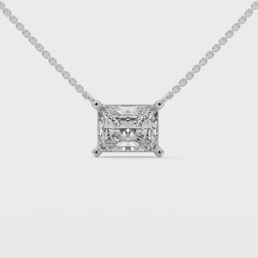 1.5 CT. Asscher Lab Diamond Pendant | Lab Grown | 14K Gold & Platinum