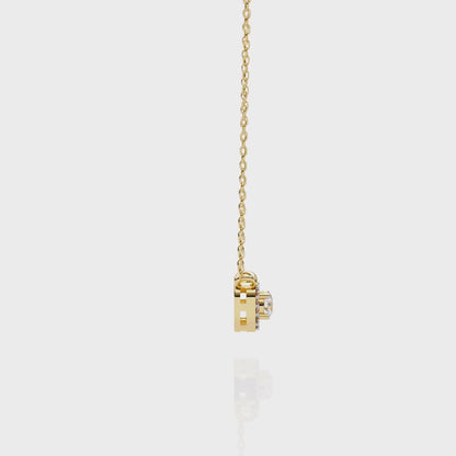 0.30 CTW Cushion Halo Round Lab-Grown Diamond Necklace in 14K Gold & Platinum
