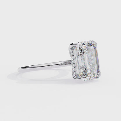 2.62 CTW Emerald-Cut Lab-Grown Diamond Hidden Halo Solitaire Engagement Ring in 14K Gold