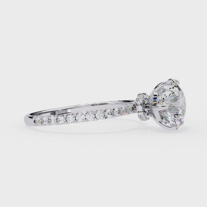 2.21 CTW Round Lab-Grown Diamond Pavé Engagement Ring in 14K Gold