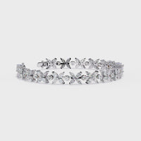 6.3 CTW Marquise & Round Floral Diamond Tennis Bracelet | 14K Gold & Platinum – Lunéa Paris