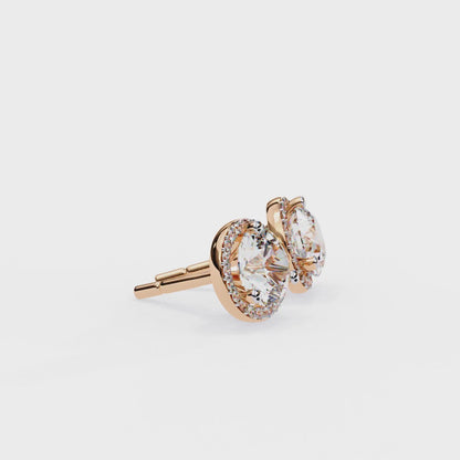 1.95 CTW Round Lab-Grown Diamond Micro-Pavé Halo Stud Earrings in 14K Gold