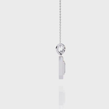 0.90 CTW Emerald-Cut Halo Lab-Grown Diamond Pendant Necklace in 14K Gold & Platinum
