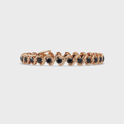 9.8 CTW Round Swirl-Link Colorstone Tennis Bracelet | 14K Gold & Platinum – Lunéa Paris