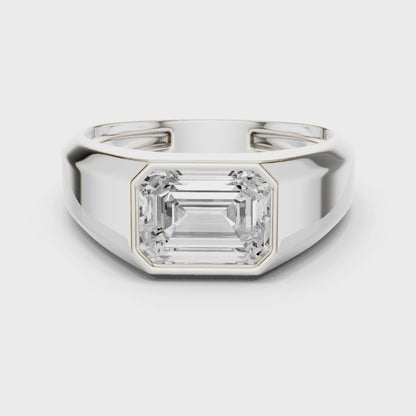 1.80 CT Emerald-Cut Lab-Grown Diamond Men’s Bezel Ring in 14K Gold