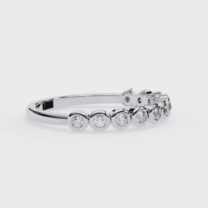 0.17 Ctw Eleven Stone Round Lab Grown Diamond Bezel Half Eternity Band 14K Gold
