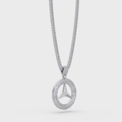 Tri-Star Circle Diamond Pendant Necklace
