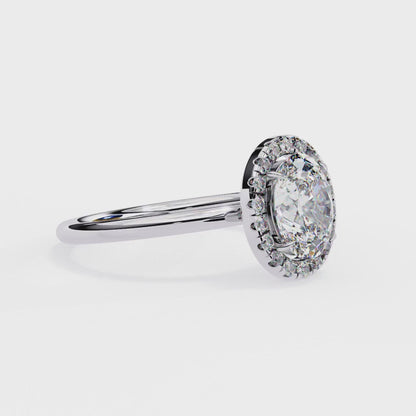 1.24 CTW Oval-Cut Lab-Grown Diamond Halo Engagement Ring in 14K Gold