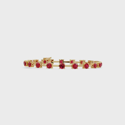 9.4 CTW Round Station-Link Colorstone Bracelet | 14K Gold & Platinum – Lunéa Paris