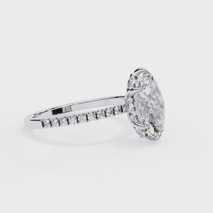 1.72 CTW Marquise Lab-Grown Diamond Hidden Halo Pavé Engagement Ring in 14K Gold