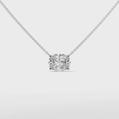 2 CT. Floating Oval Lab Diamond Pendant | Lab Grown | 14K Gold & Platinum