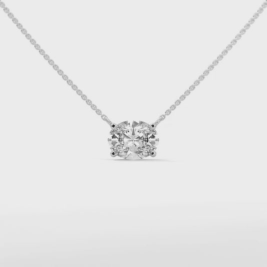 2 CT. Floating Oval Lab Diamond Pendant | Lab Grown | 14K Gold & Platinum