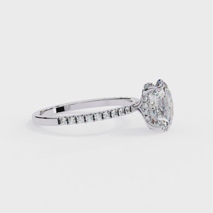 1.44 CTW Oval Lab-Grown Diamond Pavé Engagement Ring in 14K Gold