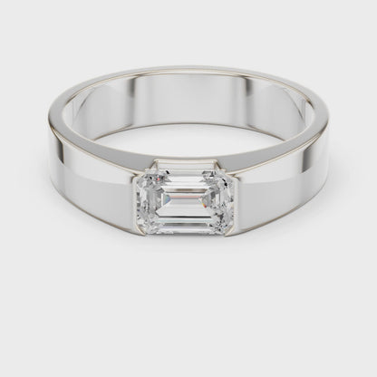 1.02 CT Emerald-Cut Lab-Grown Diamond Men’s Band in 14K Gold