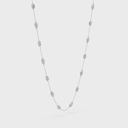 2.78 Ct Marquise And Emerald Diamond Station Necklace In 14K Gold Lab Grown