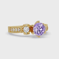 1.4 CTW Round Three-Stone Pavé Colorstone Ring