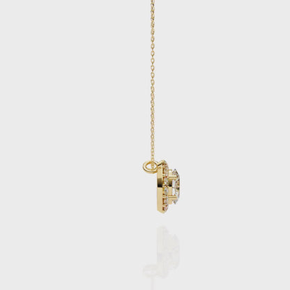 1.00 CTW Oval Halo Lab-Grown Diamond Pendant Necklace in 14K Gold & Platinum