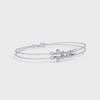 0.3 CTW Pavé Double-Bar Round Diamond Double-Chain Bracelet | 14K Gold & Platinum – Lunéa Paris