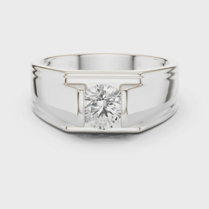 1.00 CT Round Lab-Grown Diamond Men’s Channel-Set Wide Ring in 14K Gold