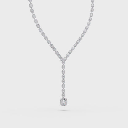 16.05 Ct Oval Diamond Drop Necklace 14K Gold Lab Grown Diamonds