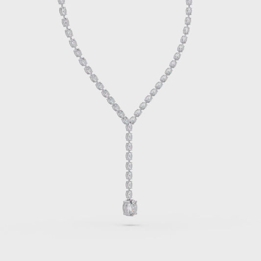 16.05 Ct Oval Diamond Drop Necklace 14K Gold Lab Grown Diamonds