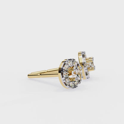 0.52 CTW Round Lab-Grown Diamond Halo Stud Earrings in 14K Gold