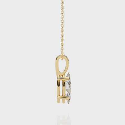 0.90 CT Marquise Lab-Grown Diamond Solitaire Pendant Necklace in 14K Gold & Platinum